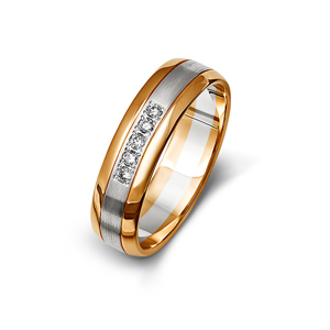 Комбинированные обручальные кольца из красного и белого золота 585 пробы с бриллиантами